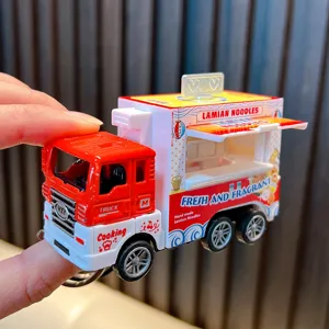Porte-clés camion-restaurant rouge et blanc avec motif de stand de nouilles