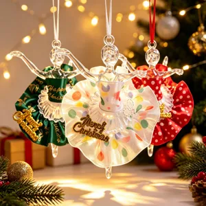 Acrylic Ballerina Girl Christmas Tree Ornament Festive Party Decoration Hanging Pendant Ballet Dancer Figure With Tutu
