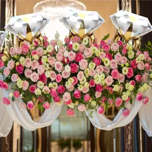 Globos de papel de aluminio con forma de diamante para decoración de bodas