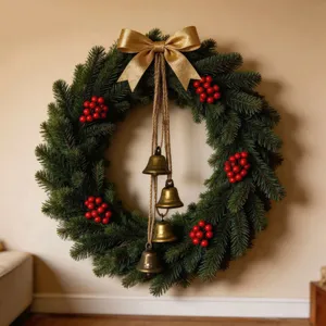 Vintage Metal Christmas Bell String Hanging Retro Bronze Bell Wind Chime Hemp Rope Ornament For Home Garden Decoration
