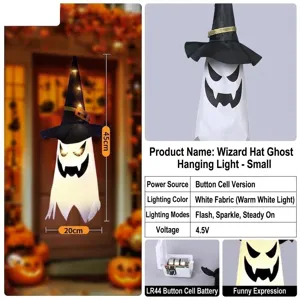 Manica a vento a forma di fantasma luminoso per Halloween con luci LED per esterni