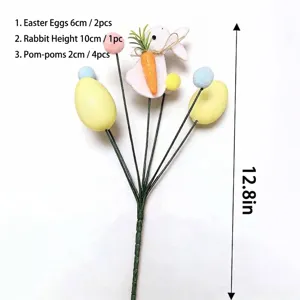 Decorative Easter egg and plush bunny floral pick branch for festive flower arrangements