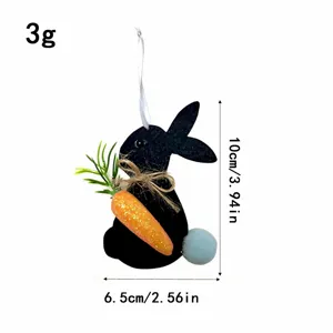 Cute black felt Easter bunny ornament with glittery orange carrot and hanging string