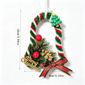 Handmade pipe cleaner Christmas bell ornament with Merry Christmas sign and size specs