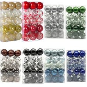 Transparent Shatterproof Christmas Ball Ornaments Plastic Christmas Tree Hanging Decorative Balls For Party Home Festive Decoration