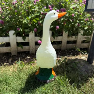 Life-size 12-inch resin goose statue for garden and lawn decorative outdoor ornaments