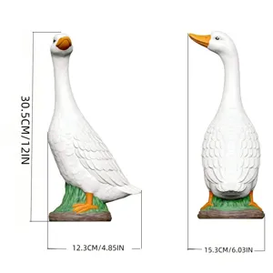 Realistic Plastic Goose Figurine Outdoor Garden Decoration Animal Statue For Porch Yard Lawn Ornament White Home Decor