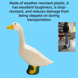 Detail showing the durability of the weather-resistant plastic 22-inch goose garden statue.