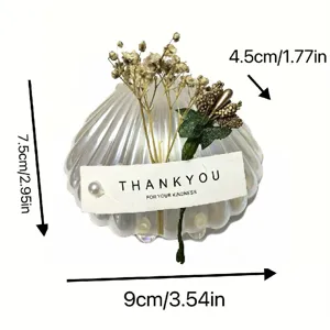 Scatola regalo per caramelle nuziali a forma di conchiglia d'argento, 9x7,5x4,5 cm