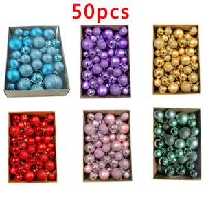 Multicolor Plastic Christmas Tree Decoration Balls Electroplated Shiny Matte Glitter Ornaments For Holiday Home Decor