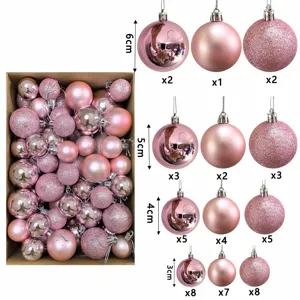 50pcs pink Christmas ball ornaments set with glossy, matte and glitter finishes