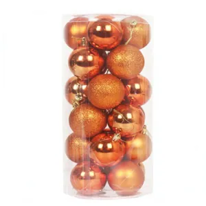 Set of 20 orange Christmas ball ornaments 8cm in shiny matte and glitter finishes