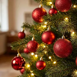 50PCS assorted red Christmas ball ornaments in glitter and matte finishes for tree decoration