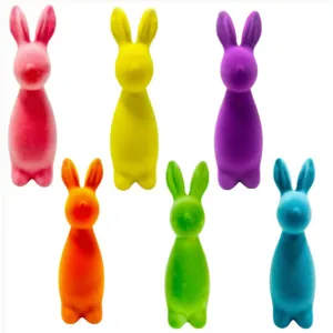 Easter Flocked Bunny Figurine Creative Holiday Party Indoor Rabbit Decoration Modern Minimalist Desktop Rabbit Ornament