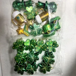 Assorted St. Patrick's Day green shamrock hat and gold beer mug plastic ornaments