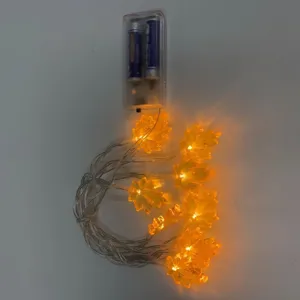 Halloween maple leaf LED string lights with battery box for festive party decoration