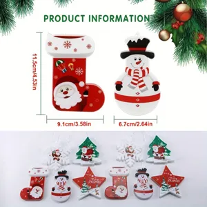 LED Christmas hanging ornaments in snowman stocking and star shapes for tree decor