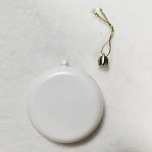 Detail of 8cm white flat DIY ornament ball with gold hanging cap