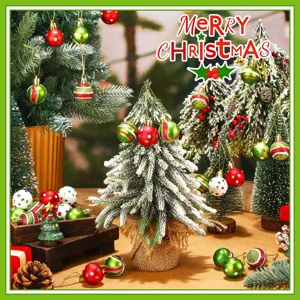Close-up of festive 3cm painted Christmas ball ornaments in holiday tree scene