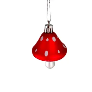 Hand-painted red and white mushroom hanging ornament for festive holiday home decor
