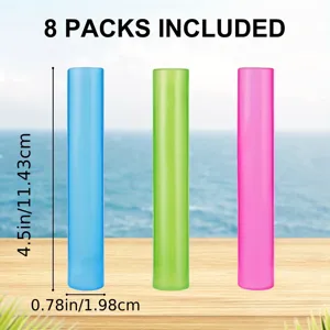 Set van 8 herbruikbare kleurrijke plastic ijsstokjes afmetingen 11,43x1,98 cm