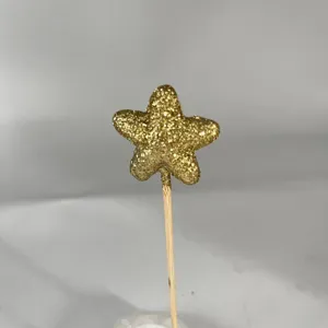 Independence Day gold glitter star foam cupcake topper sticks for party table decoration