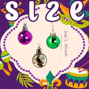 3cm Mardi Gras disco ball mirror ornaments for Carnival party decorations detail view