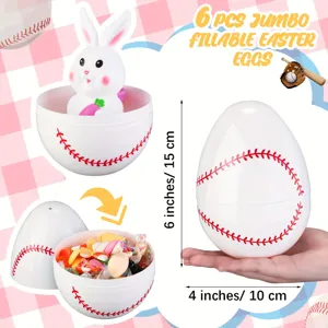 Detail eines 15 cm großen, befüllbaren Ostereis mit Baseball-Nähten und Füllbeispiel