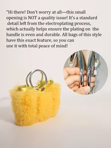 Yellow ruffled pleated handbag featuring silver metal ring handles and soft gauze texture