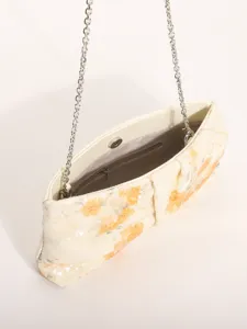 Borsa a tracolla da sera con paillettes floreali retrò, elegante borsa da festa.