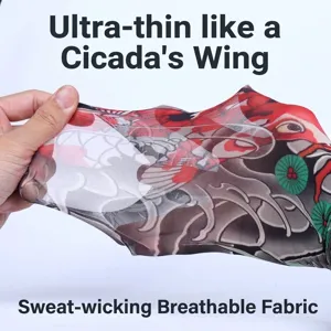 Ultra-thin breathable sun protection tattoo sleeve featuring a Japanese floral koi pattern