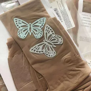 Dames Vlinderprint Panty Sexy Moerbeizijde Transparante Panty Nude Look Vormgevende Beenstokken Mode