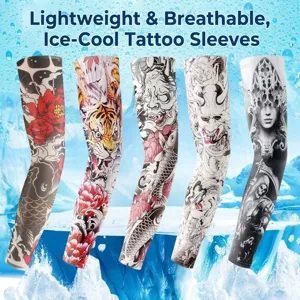 Unisex Cooling Ice Silk Tattoo Arm Sleeves Sun Protection UV Cover Breathable Seamless Floral Arm Sleeves For Cycling Driving Outdoor
