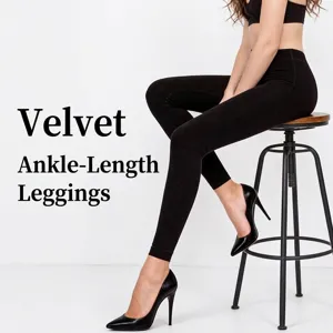 Leggings Longueur Cheville en Velours Opaque 120D pour Femmes Automne Hiver Mincissant Haute Élasticité Collants en Nylon Sexy Leggings Noirs