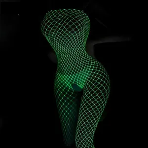 Body résille vert néon phosphorescent lingerie érotique lumineuse pour une nuit sexy
