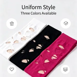 Medias góticas punk con agujeros irregulares en negro, blanco y rosa para mujeres