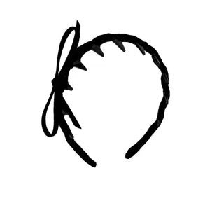 Elegant black flocked vintage headband featuring a bow and anti-slip wave design.