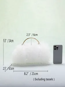 Dimensioni dettagliate per pochette da sera da sposa in rete bianca plissettata