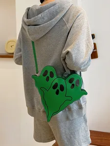Creative green ghost-shaped crossbody bag for women's Halloween holiday outfits
