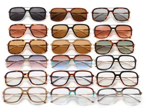 Collection de lunettes de soleil rétro à double pont en plusieurs coloris de monture