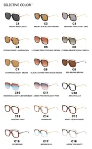 Collection de 18 lunettes de soleil carrées colorées avec un double pont