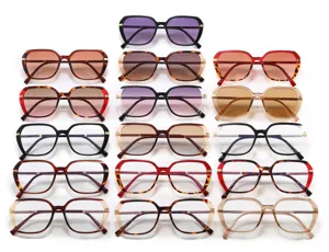Detailed collection of vintage square color-blocked sunglasses in various frames