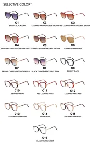 Detailed overview showing sixteen diverse color variations for these retro square sunglasses