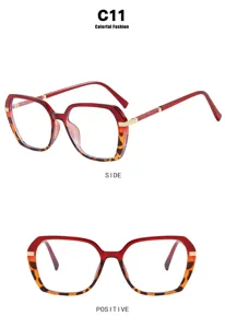Front and side views of red and tortoiseshell square frame retro fashion sunglasses