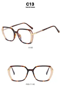 Front and side views of vintage tortoiseshell square sunglasses with sparkly gold accents