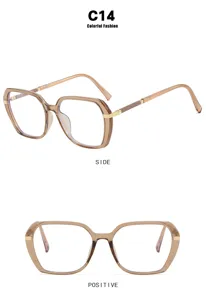 Detailed macro view of retro square brown eyewear showing front and side perspectives
