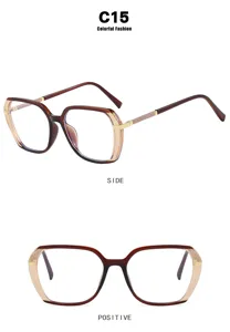 Detail view showing front and side angles of retro oversized square glasses