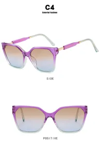 Vintage purple gradient cat-eye sunglasses with square frame for women's style.