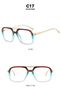 Vues détaillées de face et de côté de lunettes de soleil carrées vintage avec cadre dégradé.