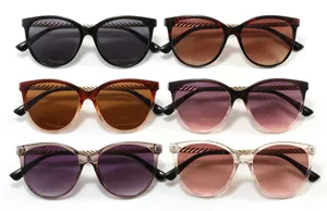 Lunettes de soleil cat eye femme rétro ligne sourcils métal mode verres dégradés chic